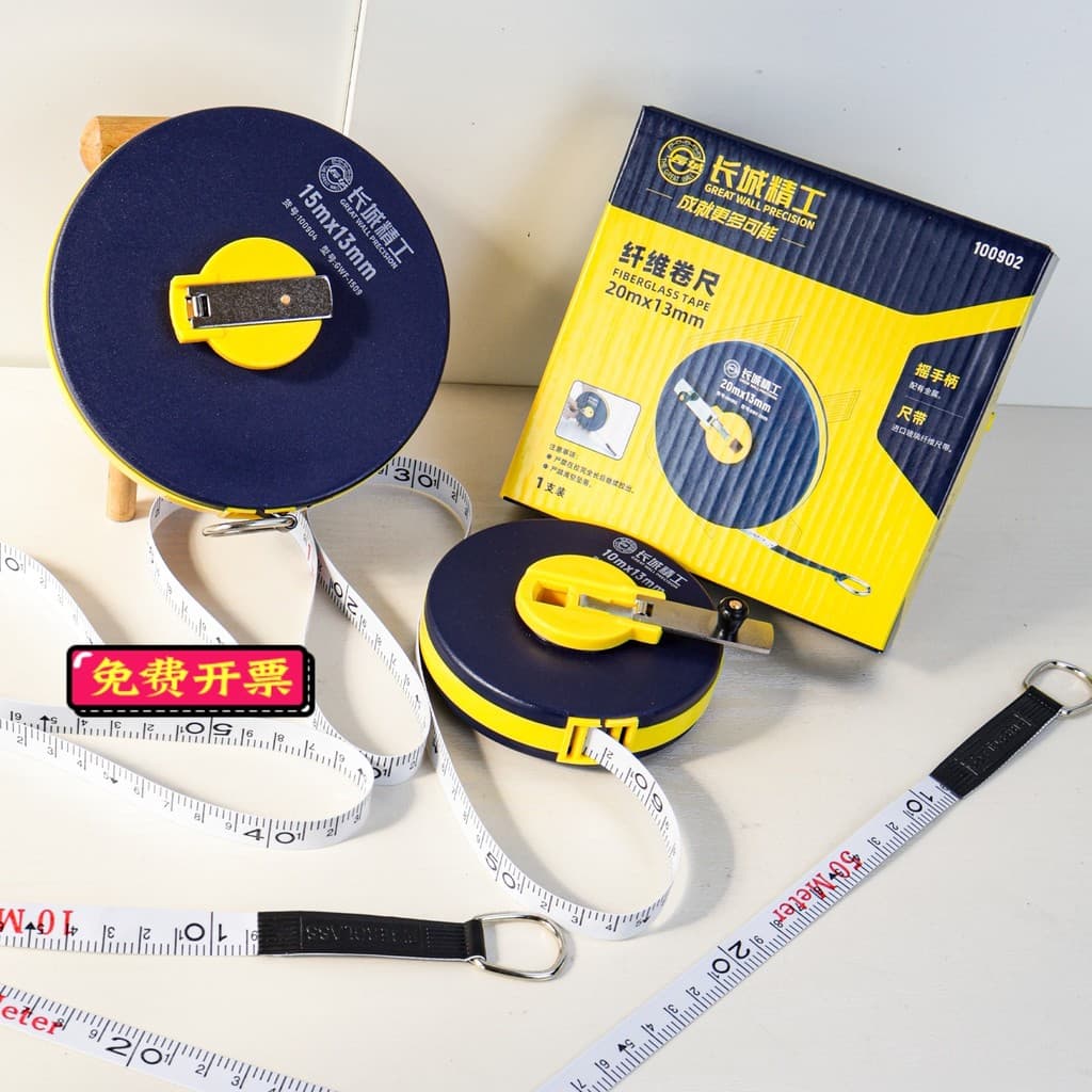 Grande parede Seiko fita de fibra métrica manivela régua de disco plástico 10m 15m 20m 30m 50m