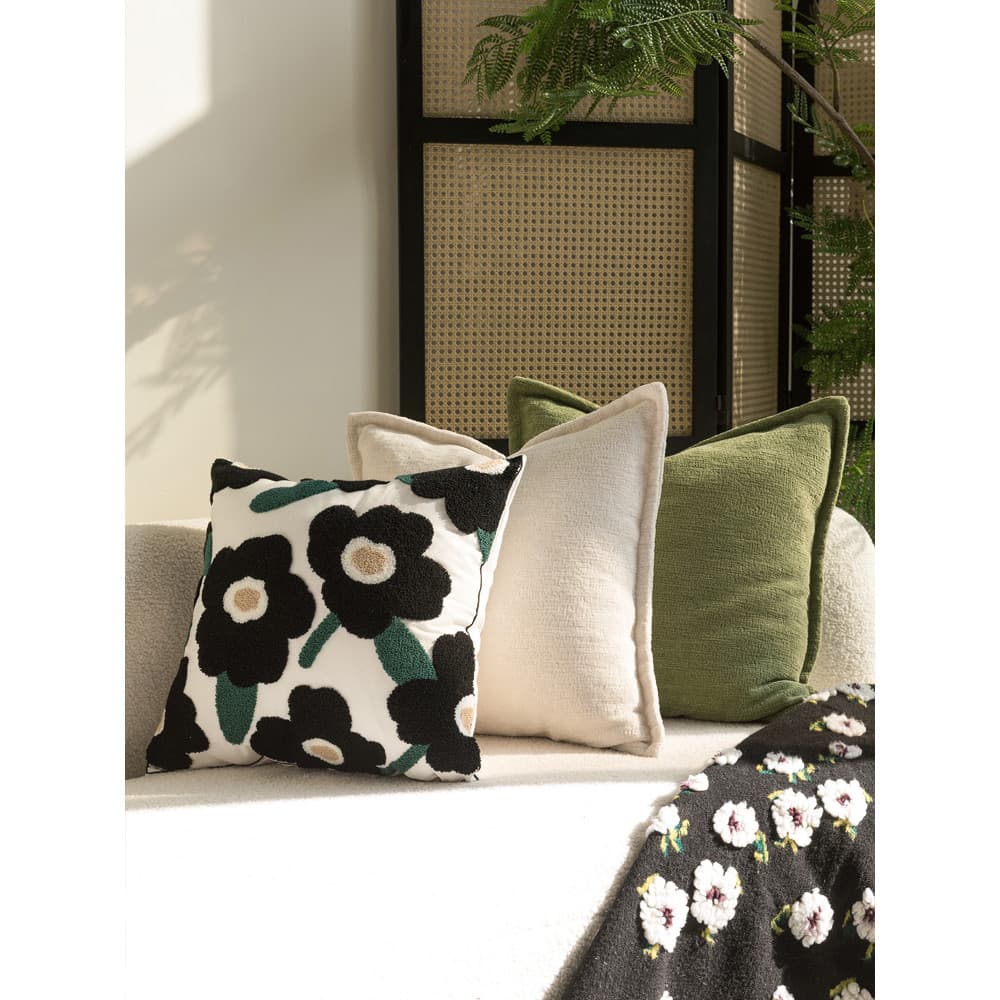 Nordic ins estilo verde Retro travesseiro sala de estar sofá travesseiro preto verde flor almofada quarto cabeceira