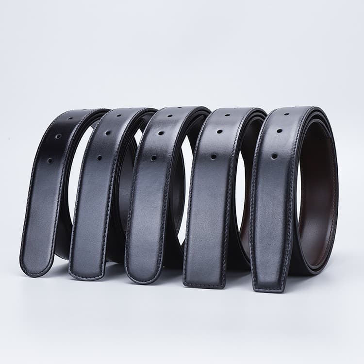 Cinto masculino de couro legítimo, 3,4 cm de largura, couro de alta qualidade, sem fivela, estilo executivo, design simp