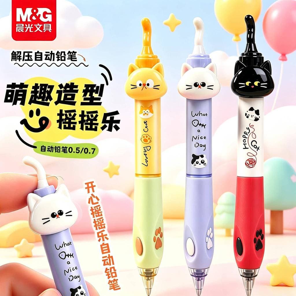 Chenguang Happy Shaking Happy Lápis Mecânico Caneta Gato Caneta Gatinho Alunos da Escola Primária Dedicado Não É Fácil d