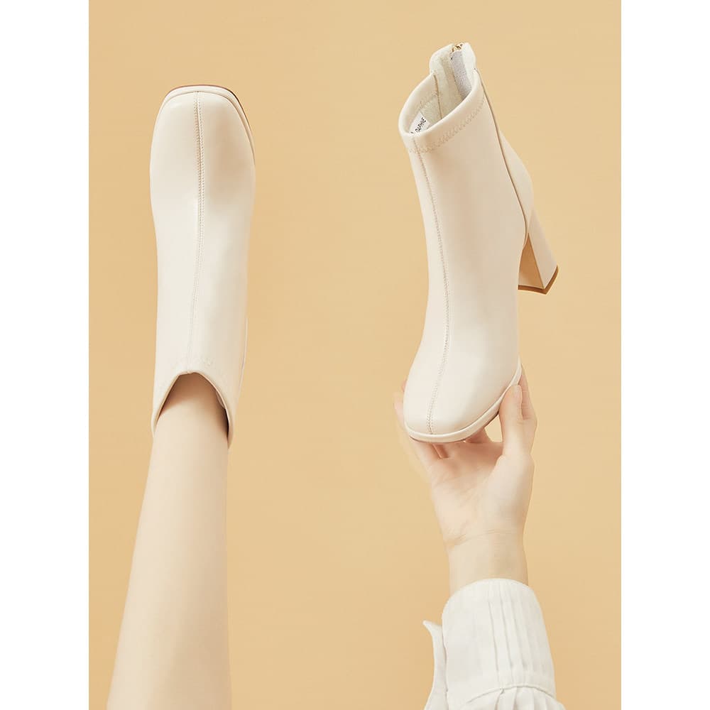 Daphne botas curtas brancas femininas 2026 novo estilo outono inverno sapatos de couro sapatos femininos botas sola maci