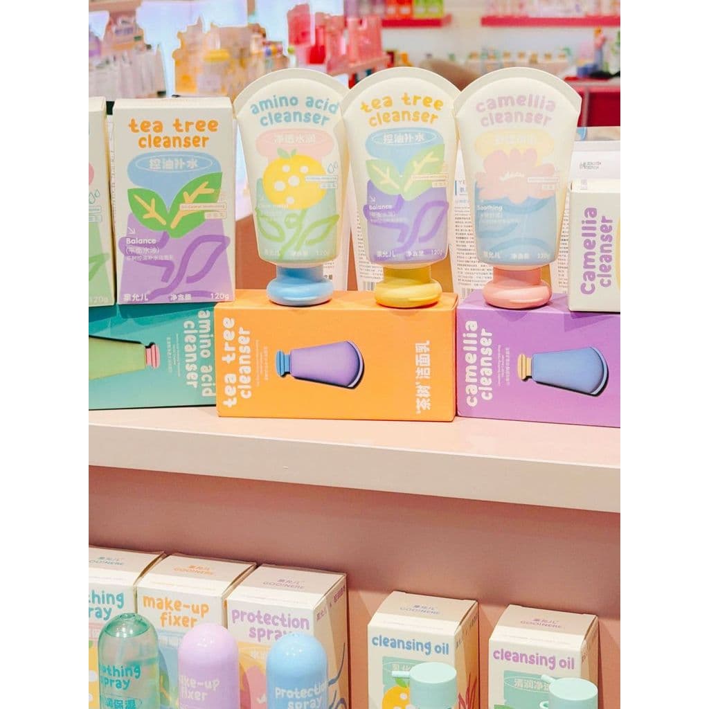 Guoyuner Camélia Calmante Hidratante Limpador Aminoácido Purificador Hidratante Limpador Facial Tea Tree Controle de Óle