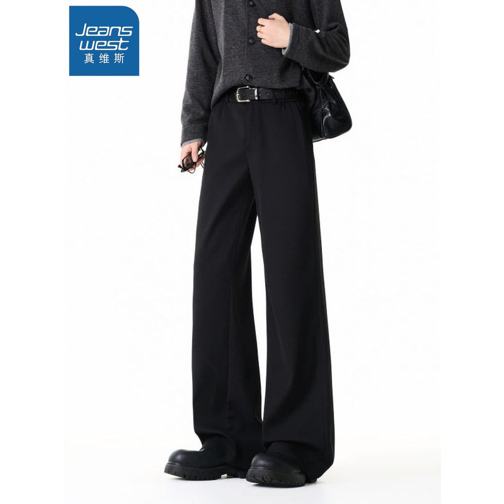 LYE Zhenweisi outono calças pretas masculinas High-End sentimento bonito cleanfi tamanho grande em linha reta Casual cal