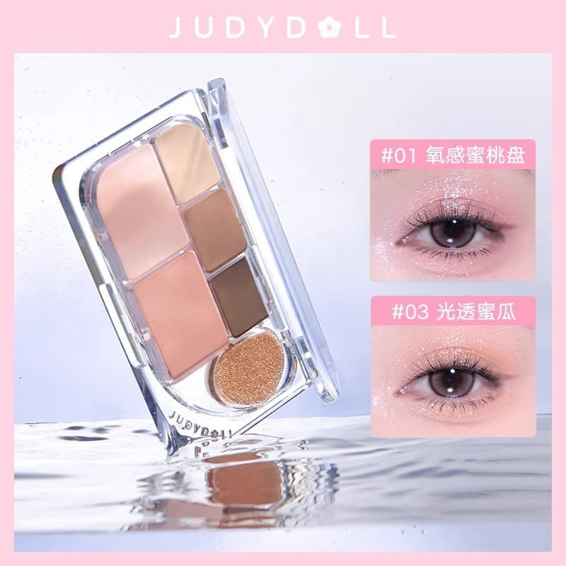 2026 Nova Judydoll Judydoll Paleta de sombras de seis cores Blush Maquiagem leve diária Paleta abrangente fosca Transpar