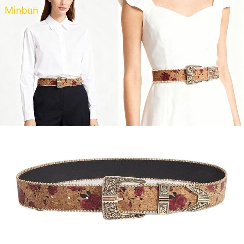 Minbun Cinto Atemporal Feminino Liso Couro PU Moderno Design Rosa Cintura Para Uso Diário E Estendido