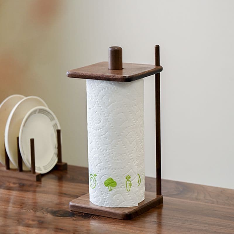 Suporte de toalha de papel de cozinha, nogueira preta, Vertical, sem perfuração, absorvente de óleo, rolo de papel, envo