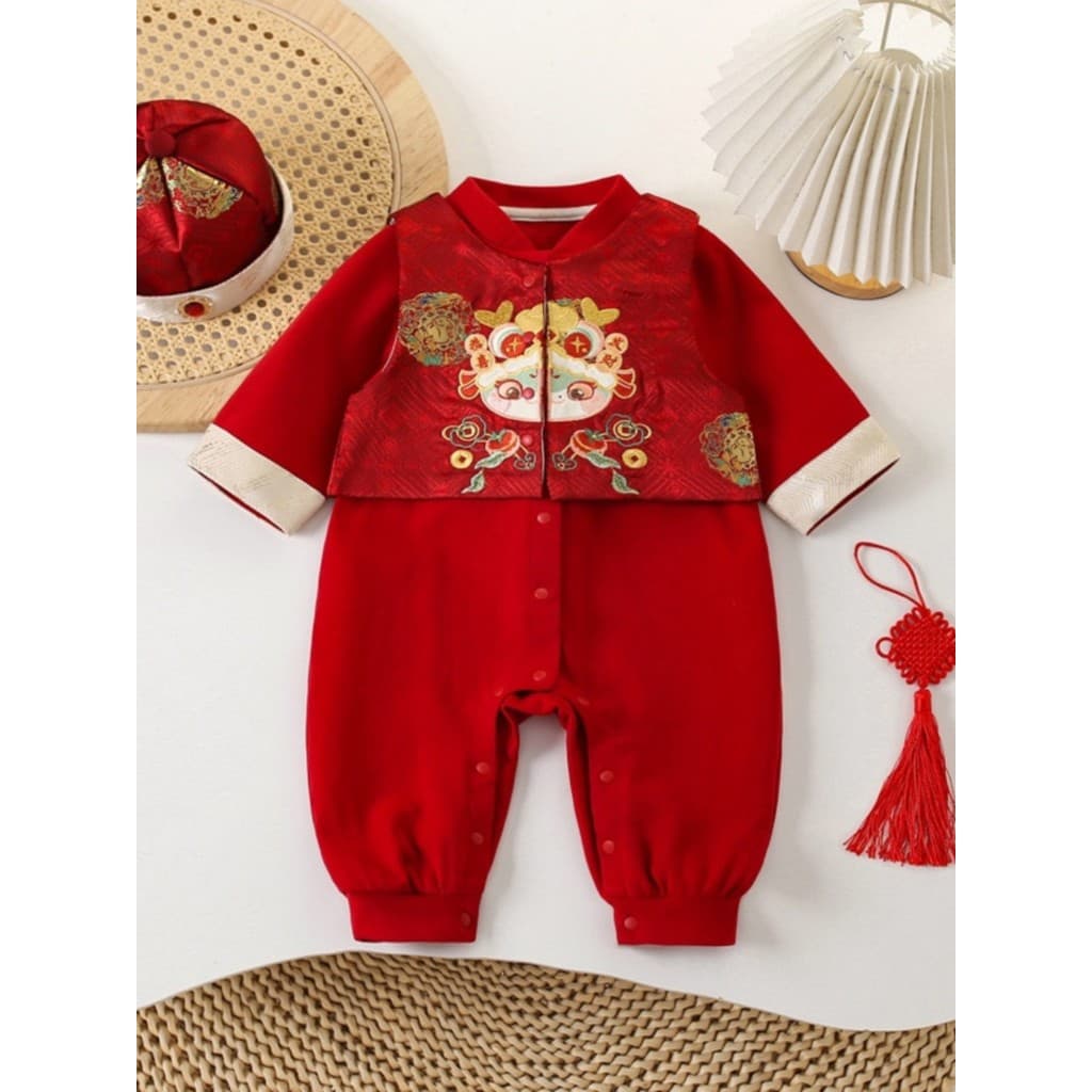 Menino bebê vestido de ano novo vestido de um ano de idade de uma peça primavera outono chinês terno de duas peças Tang