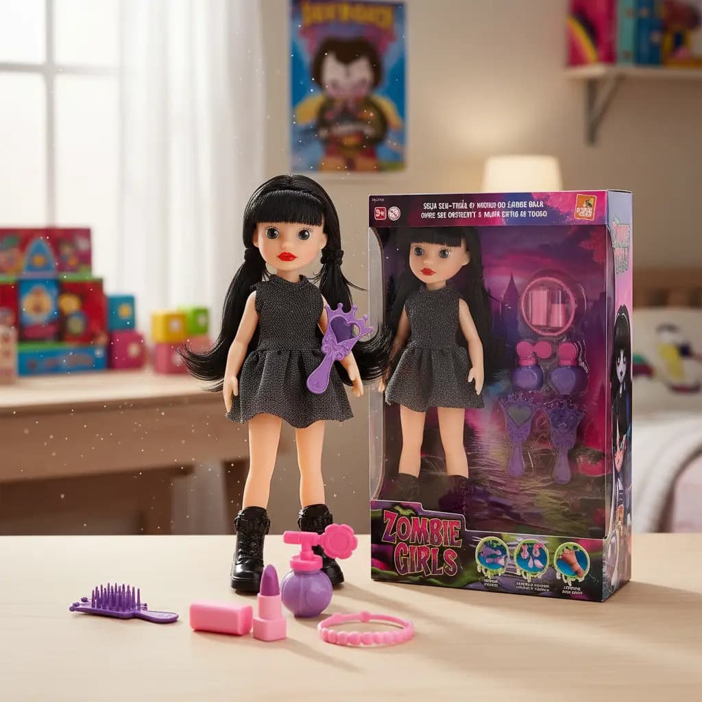 Boneca Zombie Girl Com Acessórios De Beleza Colecionável