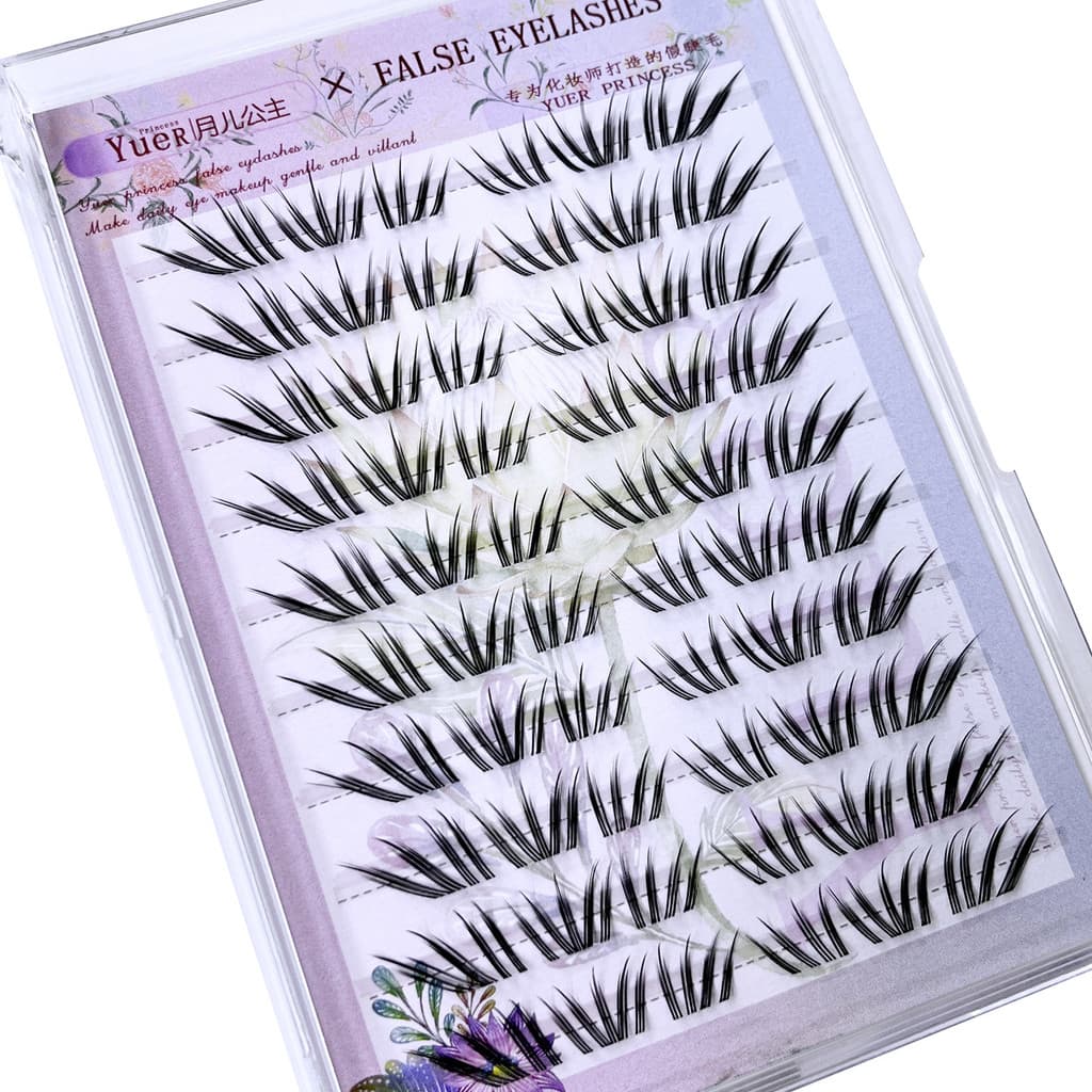 Yueer princesa pequeno Coral cílios postiços olhos redondos oblíquos cílios postiços simulação europeu americano irmã Cu