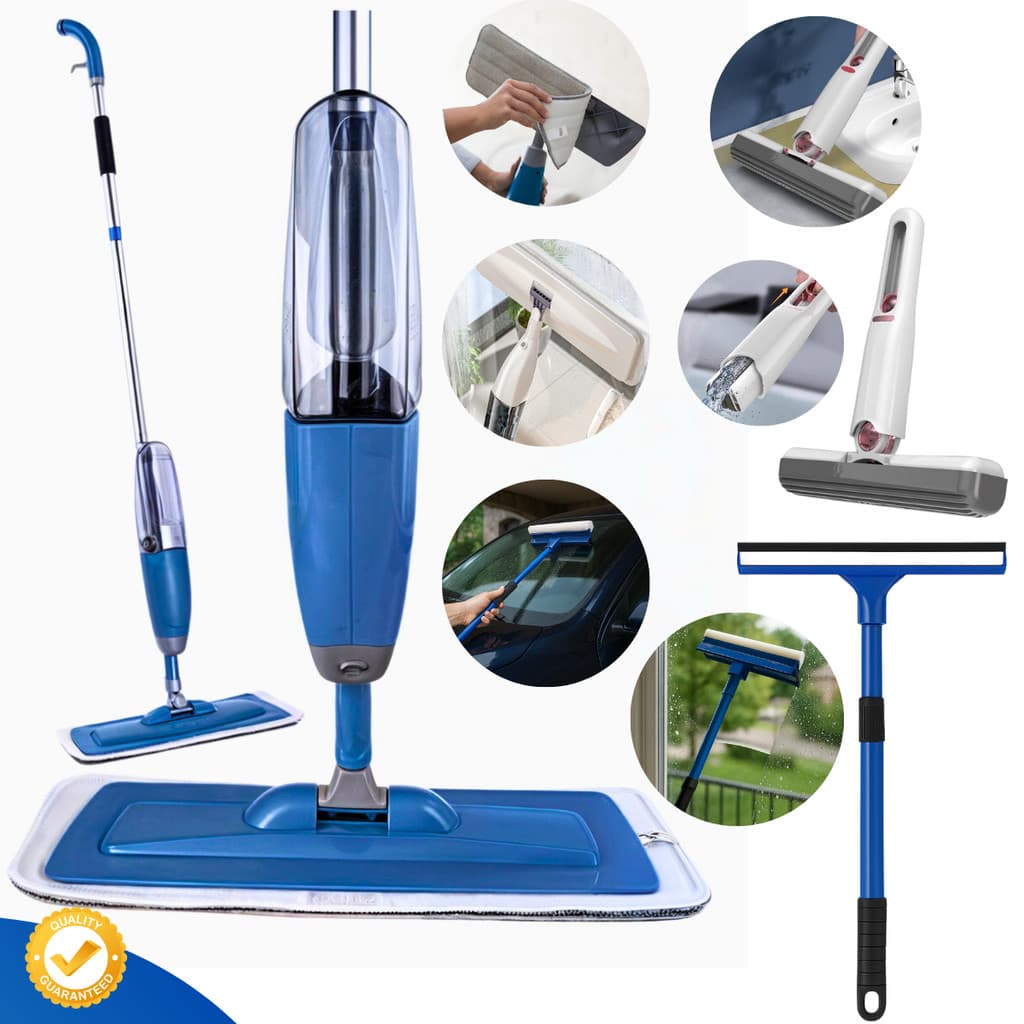 Mop Spray Faxina Diária + Limpador de Vidros Sacada + Mini Mop Limpeza Prática e Completa