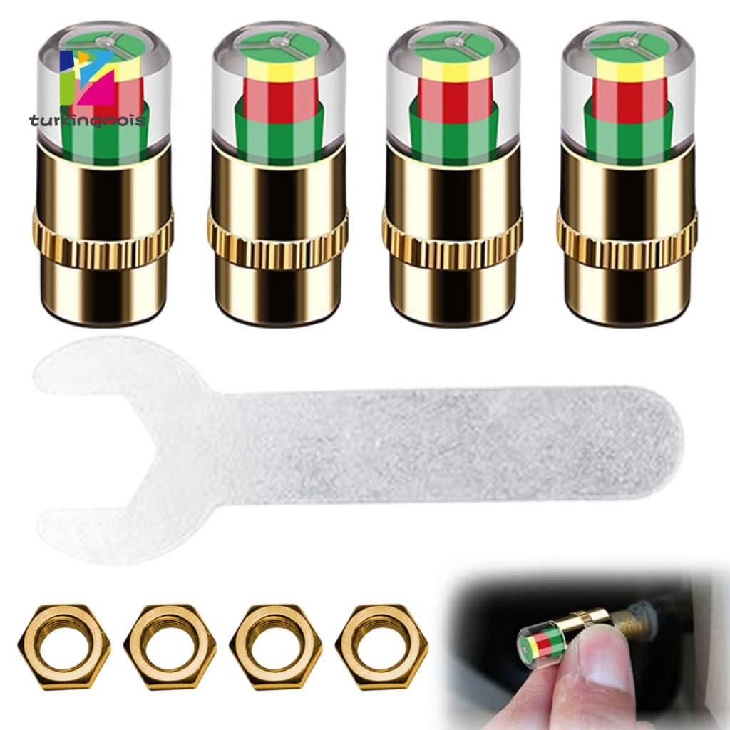 Visual Pressure Alarm Cap Tire Sensor Car Monitor Valve 36 Psi 2.4 Bar Stem Caps for Cars Motorcycles Bicycles – Tri-c