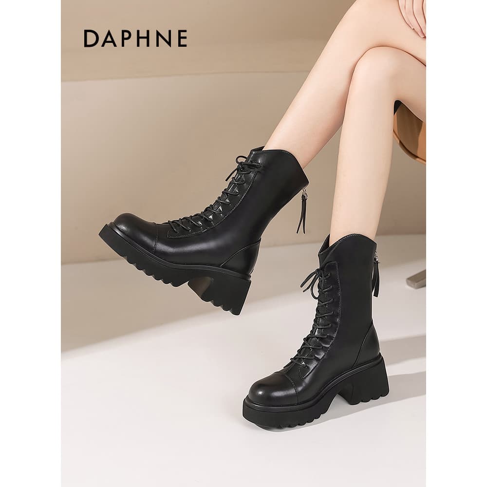 Daphne botas Martin de sola grossa femininas 2026 novo estilo outono inverno preto botas curtas femininas estilo britâni