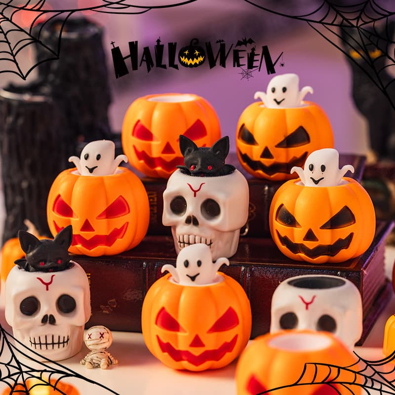 Squishy Squeeze Brinquedos Fidget Halloween Abóbora Fantasma Copo Engraçado Brincadeira Piada Novidade Alívio Do Estress