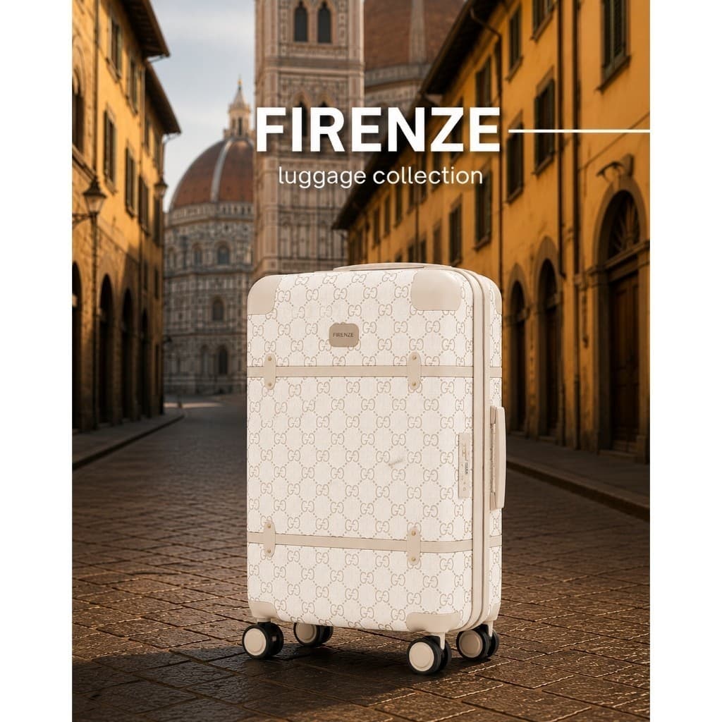 Mala de Bordo 20 Polegadas Off White Estampa Monograma Luxo com Rodinhas 360° e Alça Retrátil
