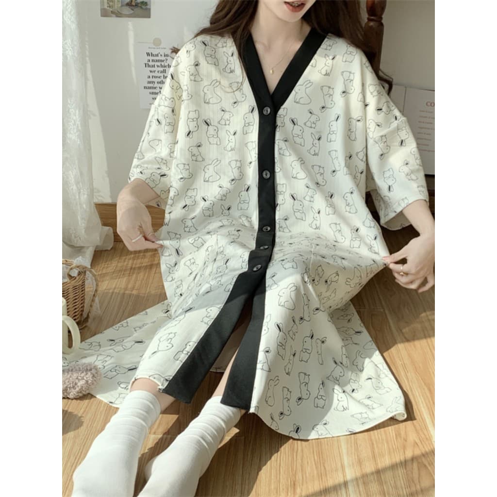 Camisola feminina estilo com almofada no peito verão manga curta fina bonito dos desenhos animados Plus Size pijamas fem