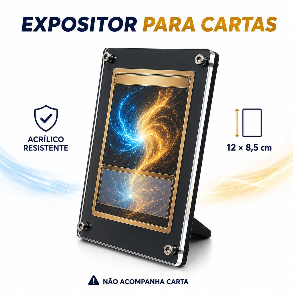 Display Expositor para Carta Pokémon TCG Acrílico com Suporte de Mesa