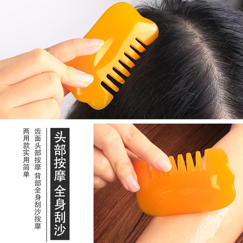 Pente de massagem de resina acuponto massagem raspagem dupla utilização salão de beleza meridiano Anti-estático cera de