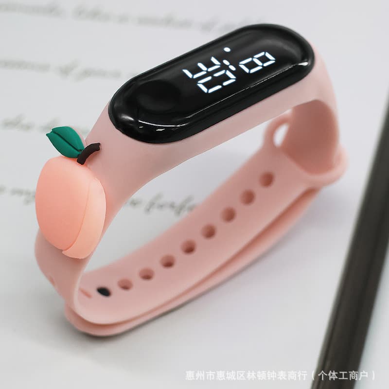 [Desconto de novo produto] Criativo crianças exibição de tempo dos desenhos animados frutas boneca relógio estudante LED