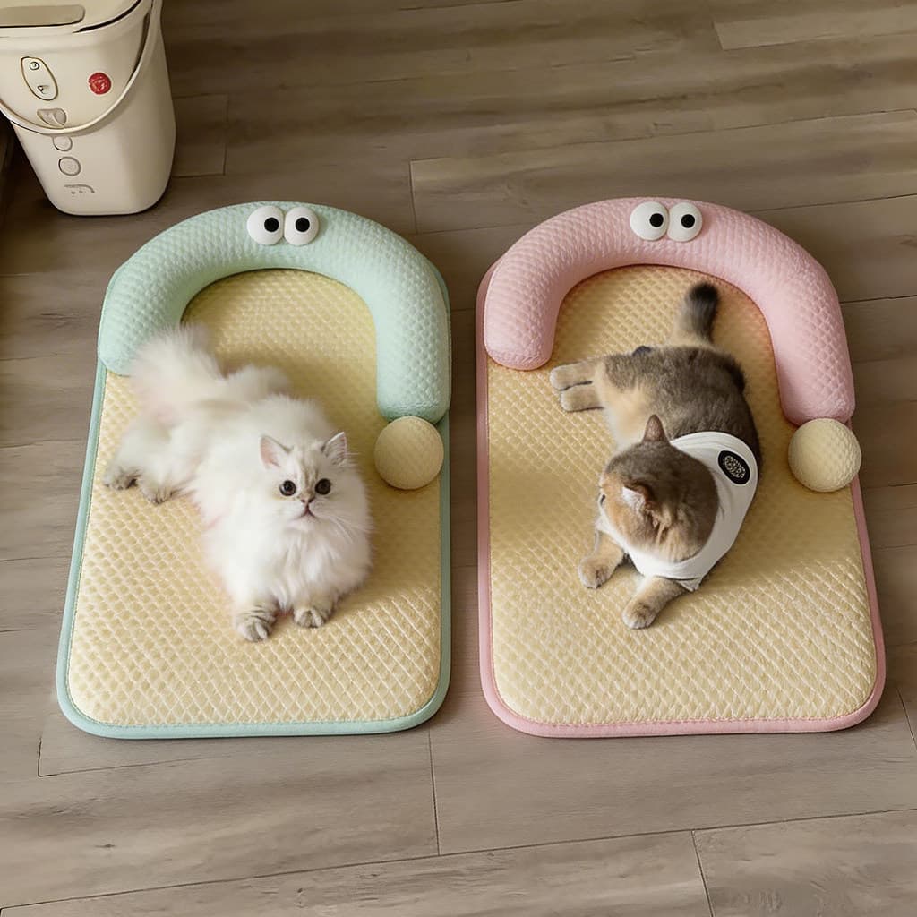 Almofada de gelo para animais de estimação, ervilhas de gelo de verão, seda gelada, tapete legal para gatos, ninho legal