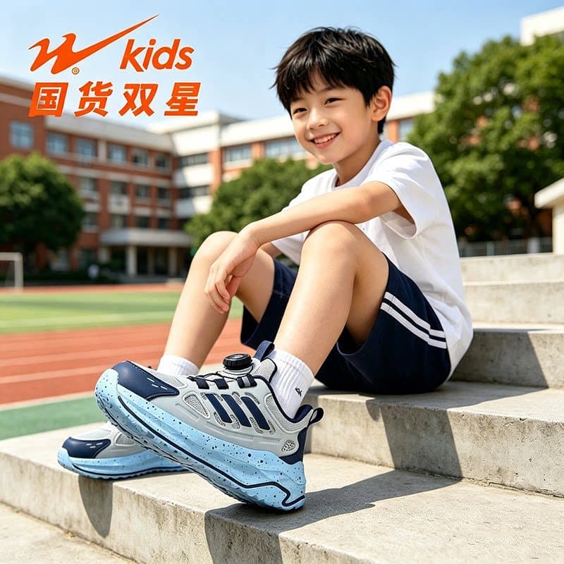 Dupla estrela sapatos esportivos infantis primavera outono novo estilo meninos sapatos de dedo largo malha respirável me