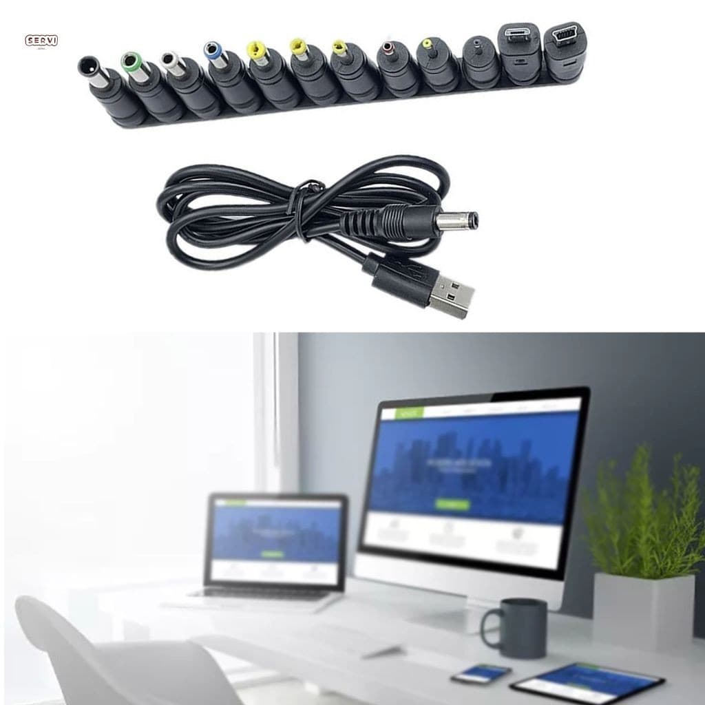 Cabo USB 5.5x2.1mm Com Conjunto De 12 Adaptadores