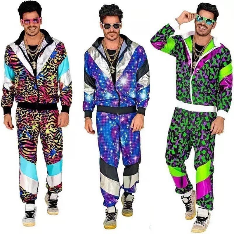 Fantasias de Cosplay para Casais de Halloween, Carnaval, Estilo Vintage Disco Retrô Anos 80, Moda Esportiva para Casais