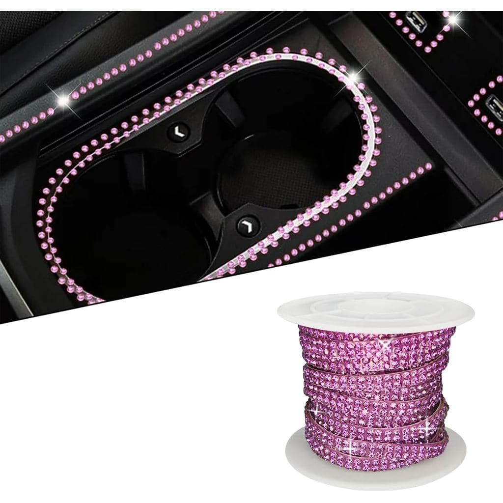 Decorações De Carro Roxas Bling Com Acabamento De Strass Autoadesivo , Acessórios De Decoração Externa De Interior Brilh