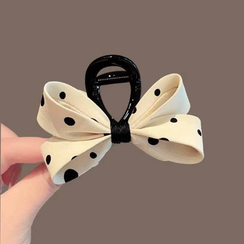 Elegante presilha de cabelo com laço de bolinhas para meninas, acessório de cabelo de alta qualidade para a parte de trá