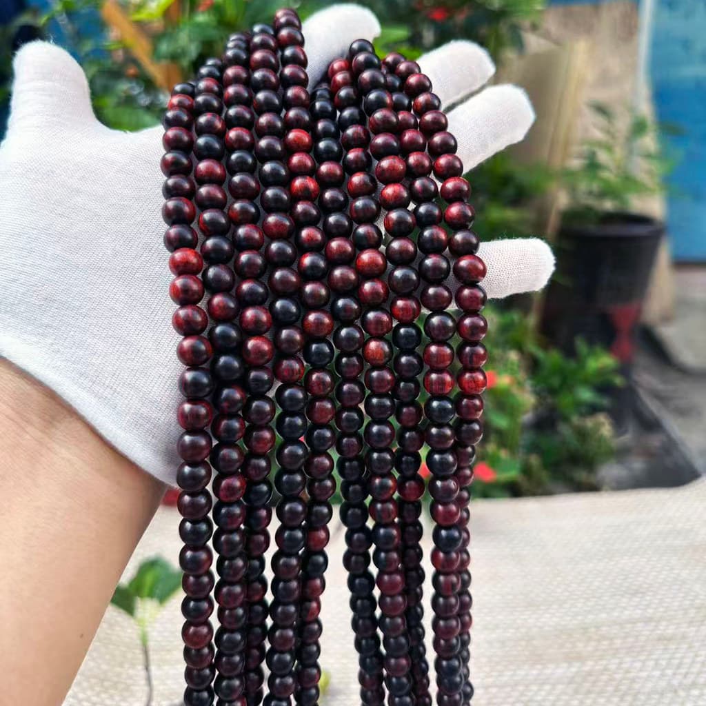 Grande vermelho jacarandá contas pulseira 0.8x108 peças cruz-toed jacarandá mogno artesanato jóias pulseira coleção tiro