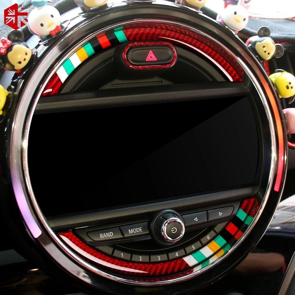 Fibra De Carbono Console Interior Do Carro Tela Navegação Adesivo Decoração Capa Para MINI Cooper F55 F56 Countryman F60