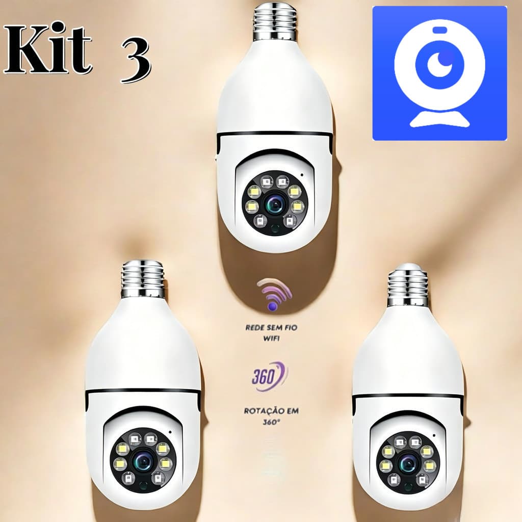 Kit De Câmera De Segurança À Prova D'água Sem Fio Com Rotação De 360 Graus E Aplicativo, Visão Noturna Full HD V720