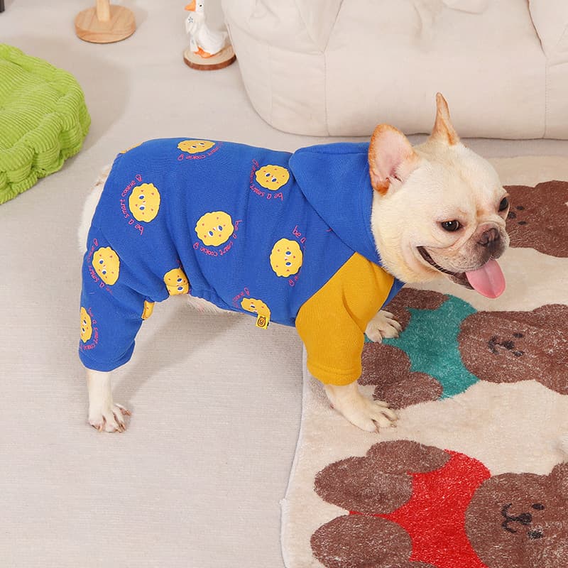 2025 novo estilo francês luta roupas de inverno Pet Pug cão roupas de inverno velo quente de uma peça roupas de quatro p