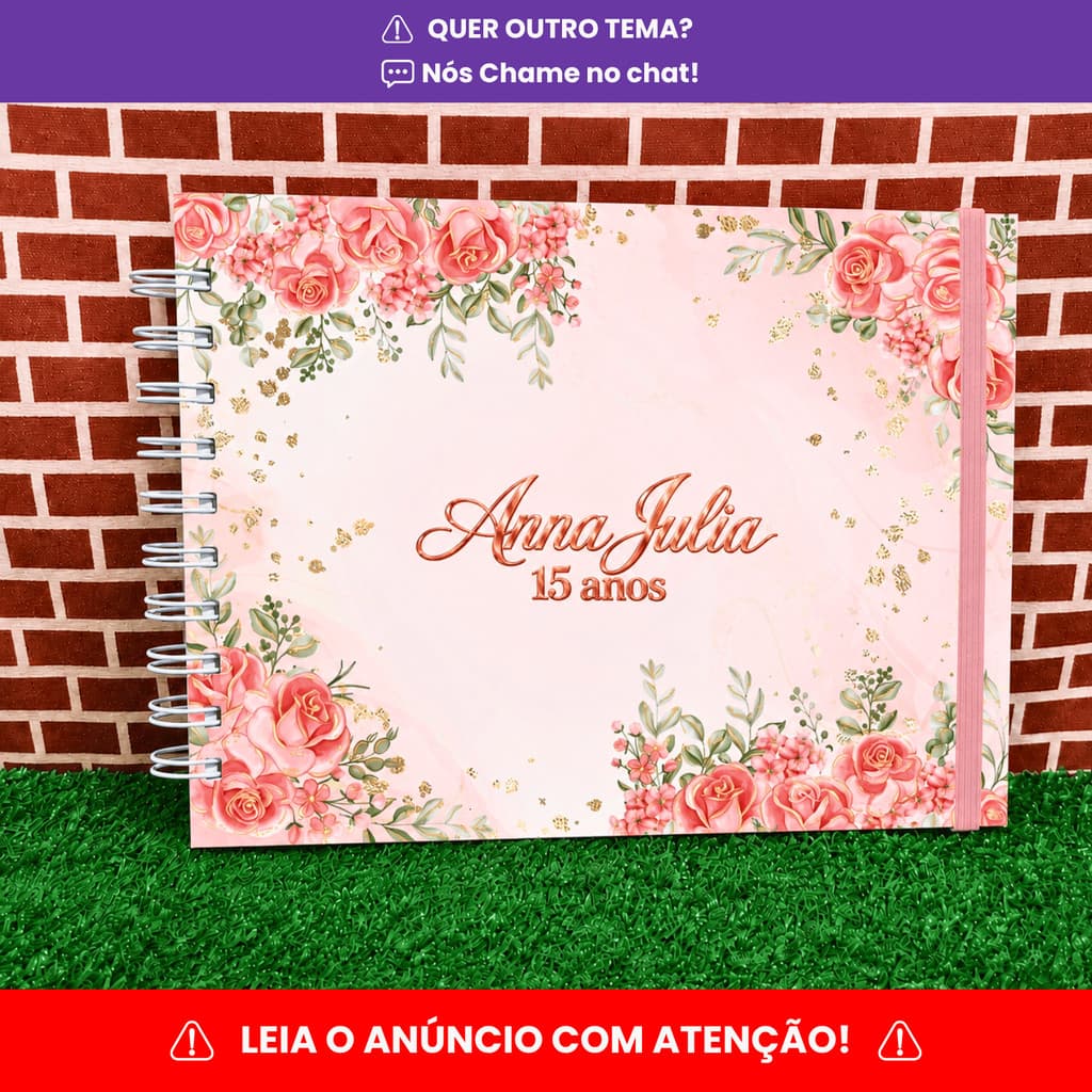 15 ANOS| ROSE | AZUL | LILAS | ROSA | Livro de assinaturas | Caderno de mensagens personalizado | Envio Rápido