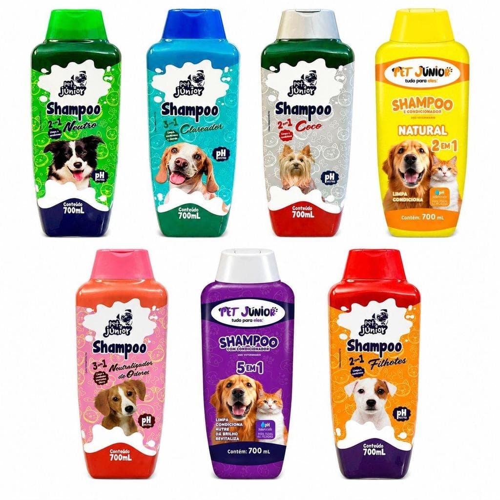Shampoo Pet Júnior Cachorro E Gato 700ml Banho Condicionador Várias Fragrâncias