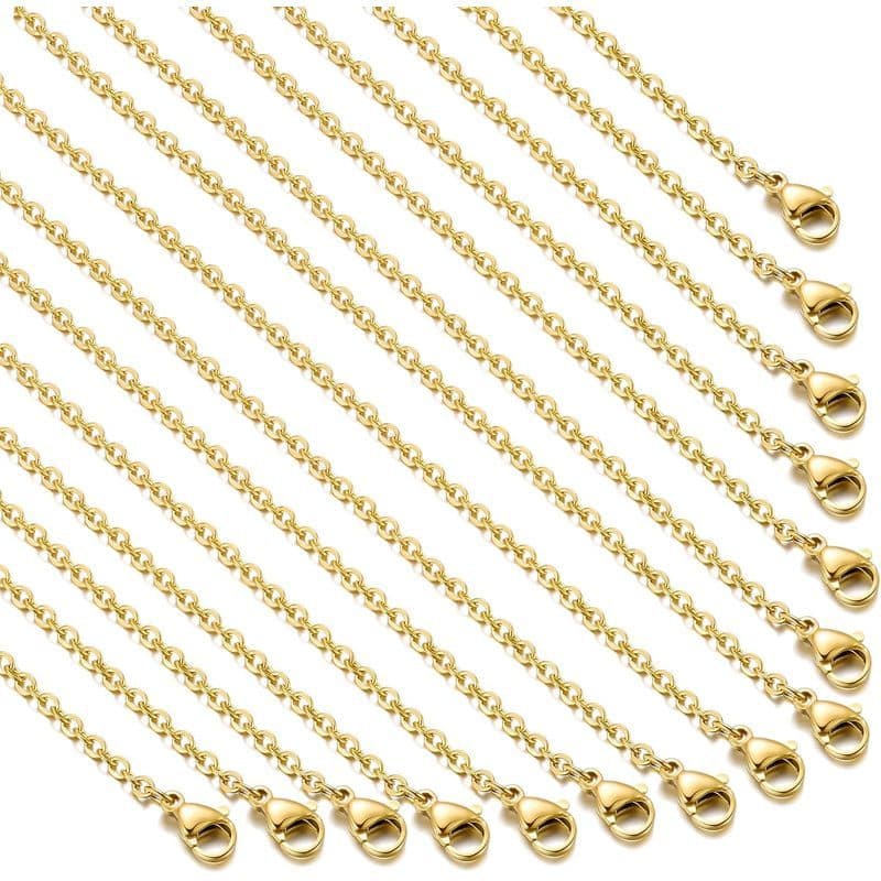 20 Pacotes De Correntes De Colar Banhadas A Ouro , Corrente De Cabo De Aço Inoxidável Em Massa Para Fazer Joias , 18 Pol