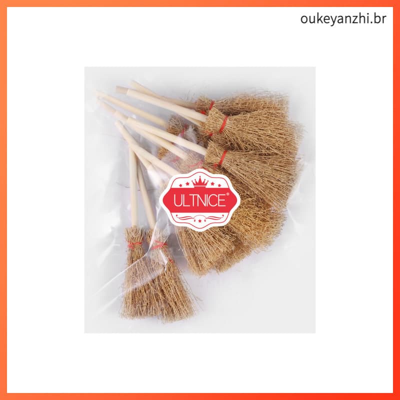 🎃 12Peças Mini Varinha De Bruxa Em Madeira Colorida Para Decoração