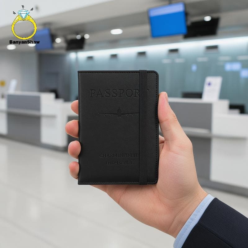 [BANY] Carteira De Viagem À Prova D'água Com Porta-Passaporte De Couro PU E Compartimentos Para Cartões , Ideal Folhetos