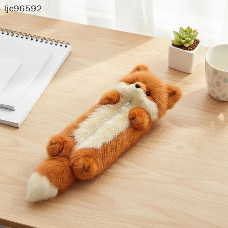 [ljc] Estojo de Lápis de Pelúcia Criativo com Design de Animal para Crianças e Estudantes
