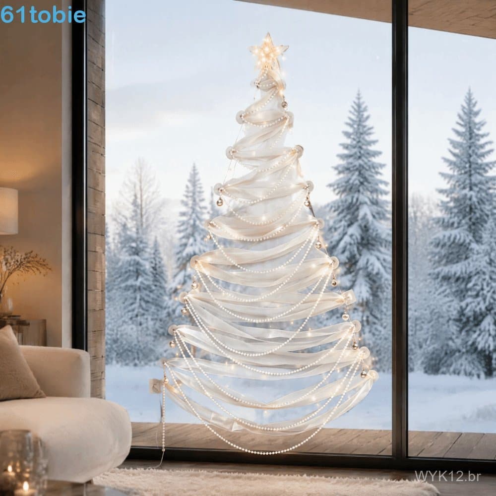 Árvore de Natal com fitas TOBIE, estrela brilhante reutilizável para projetos de bricolagem, decoração criativa com fios