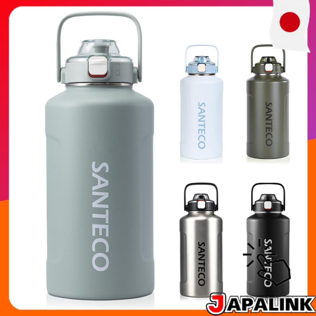 S SANTECO Garrafa Térmica com Canudo Aço Inoxidável Isolamento a Vácuo Azul Cinza 【Direct from Japan】