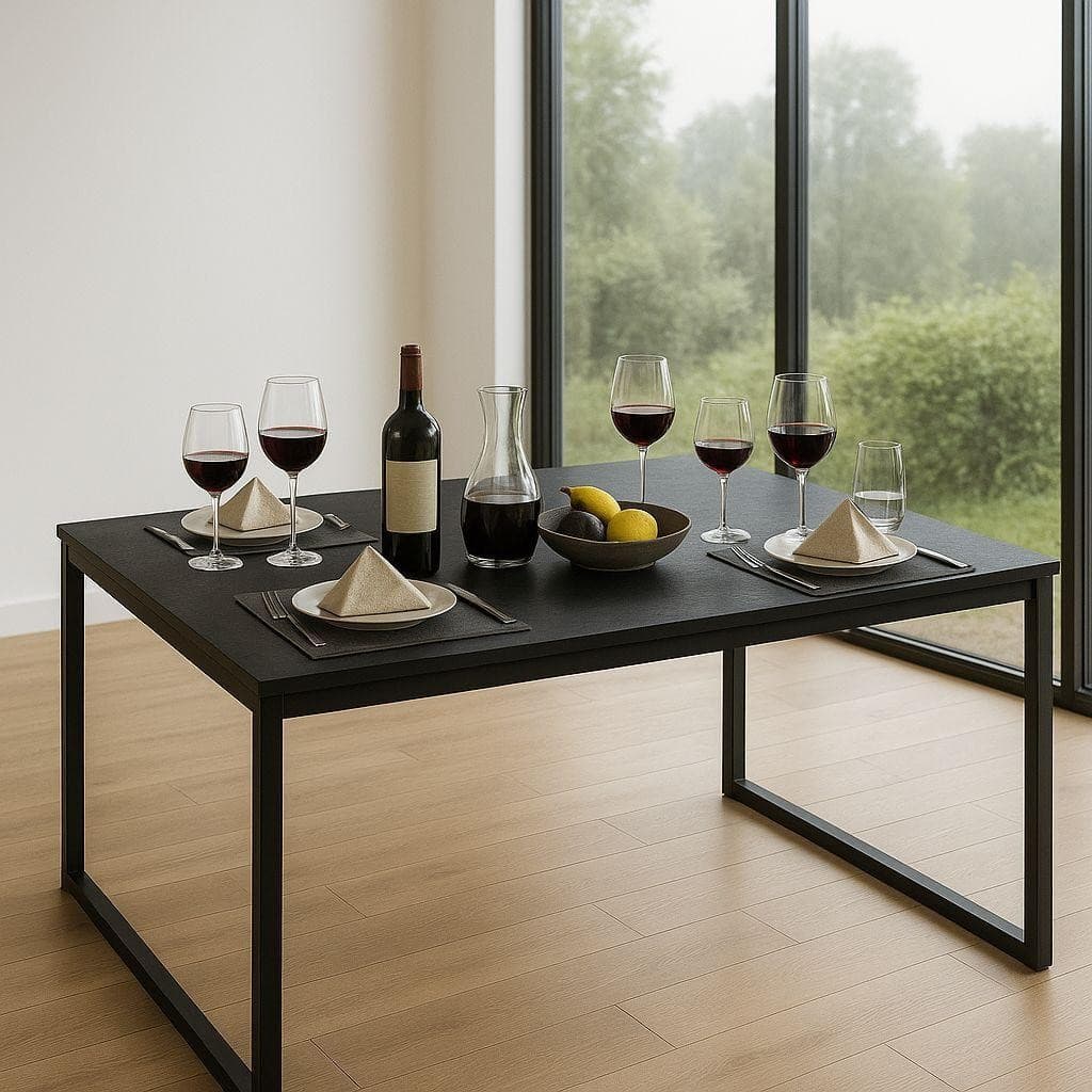 Mesa de Jantar com Estrutura de Metal – Modelo Industrial Retangular 120x80 cm