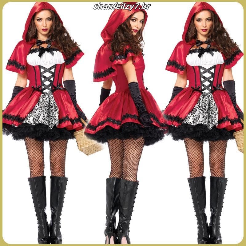 Fantasia De Chapeuzinho Vermelho Para Mulheres Adulto Halloween Cosplay