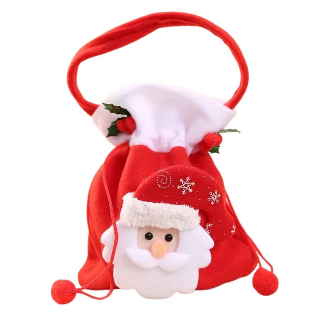 Bolsa Pequena de tecido para Presente de Natal Papai Noel