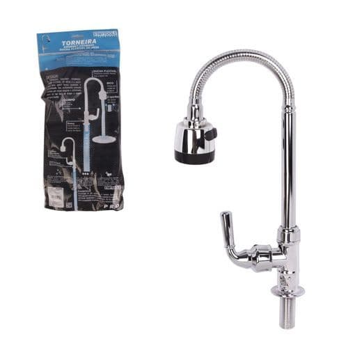 Torneira Flexível Inox Cozinha Gourmet Com Ducha Articulada Mesa Alta