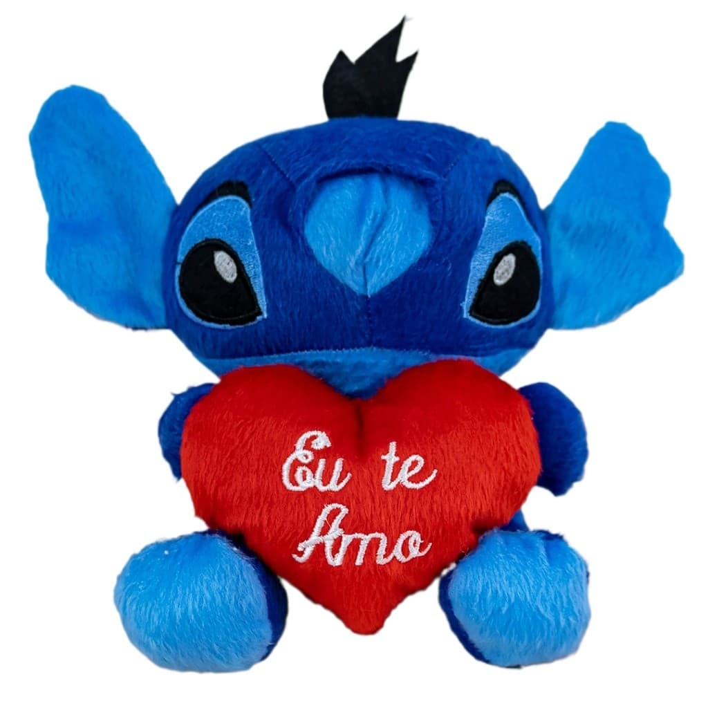 Pelúcia Stitch Brinquedo Criança 22cm com Coração Eu te amo Presente