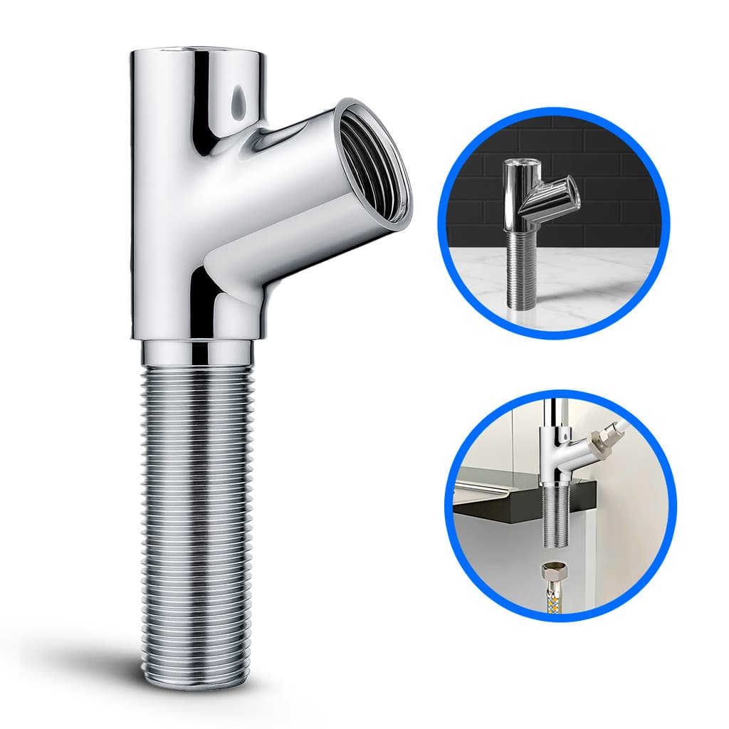 Junção Adaptador Y 1/2" Longa Metal Para Torneira, Filtro E Ducha Higiênica Conector Bancada Mesa