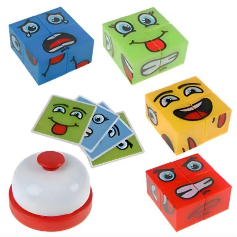 Jogos em Família Cara Careta Face Change Expressão Cartas Quebra Cabeça Art Brink