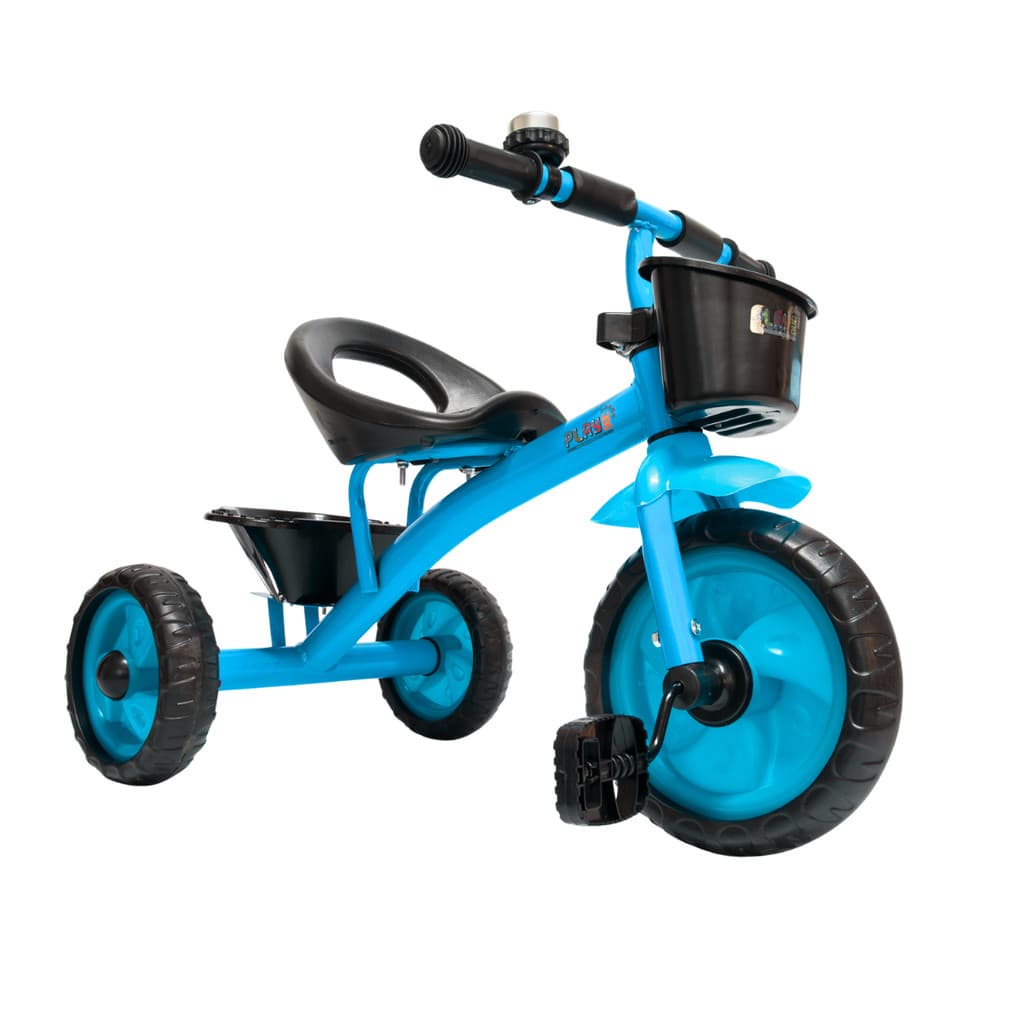 Triciclo Infantil Azul 3 Rodas Motoca Com Cesta e Buzina - PlayDuc