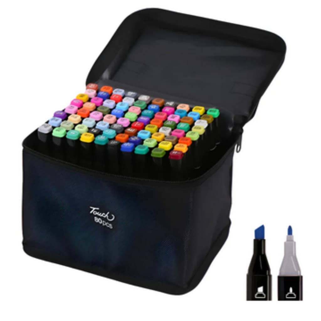 Kit 120 Marcadores Ponta Dupla Álcool Profissional Desenho Mangá Arquitetura Copic