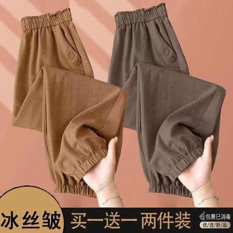Primavera verão simples moda calças de perna reta feminina exterior Wear solto-encaixe cobertura de carne mais magro olh